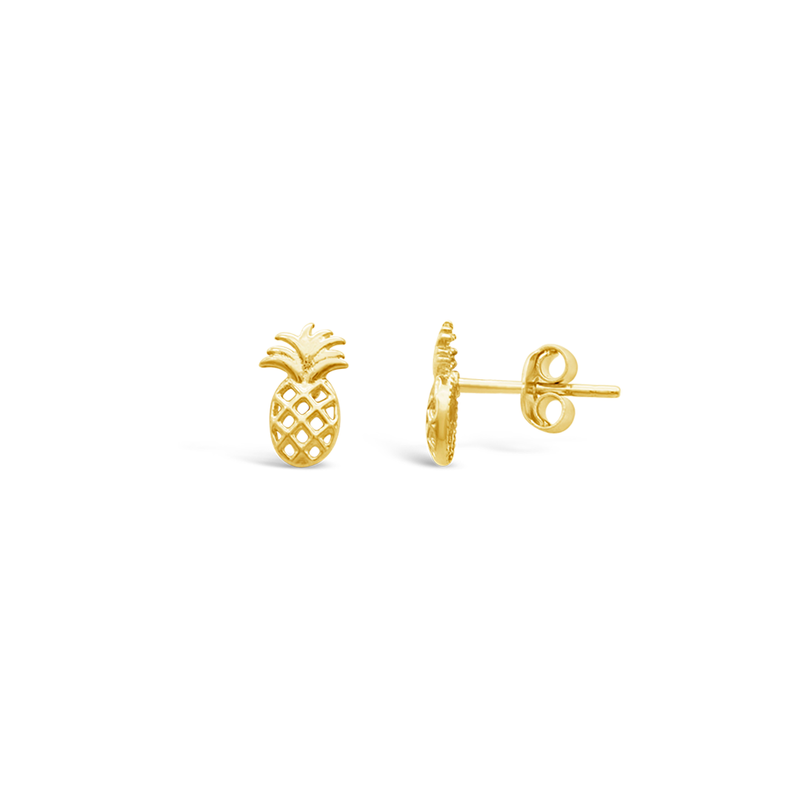 ENGRAVED PINAPPLE STUD GOLD EARRING