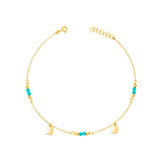 DAZZLING DROPPED OVALS & BEADS GOLD ANKLET