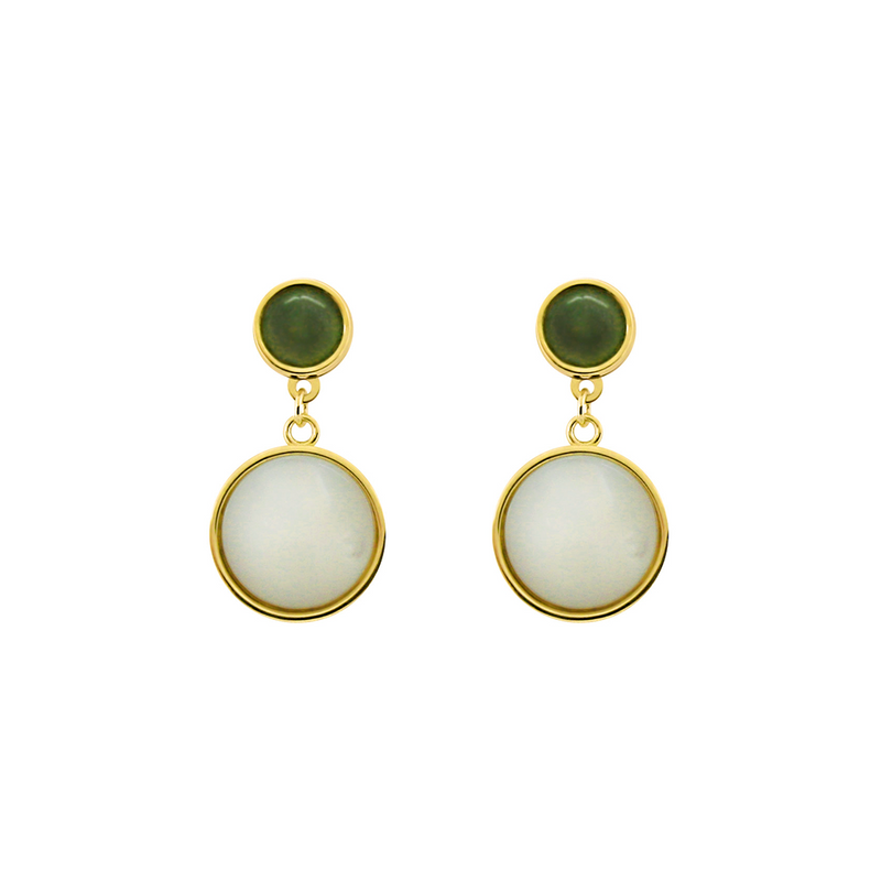 CLASSIC MOTHER OF PEARL STUD GOLD EARRING