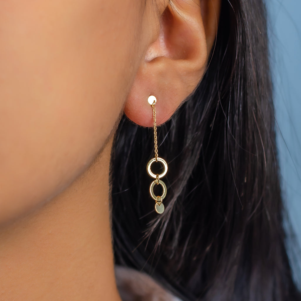DOUBLE LINKED CIRCLES STUD GOLD EARRING