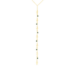 Y-SHAPE DROPPING CROSS & BEADS GOLD NECKLACE