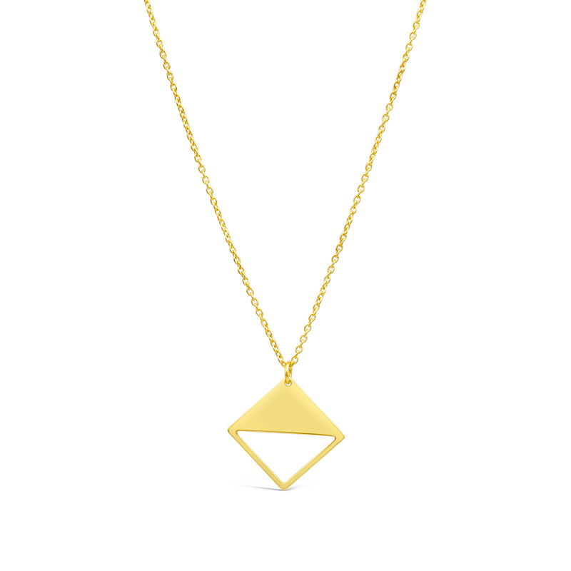 ATTACHED TRIANGLES GOLD NECKLACE
