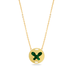 ENGRAVED MALACHITE BUTTERFLY GOLD NECKLACE