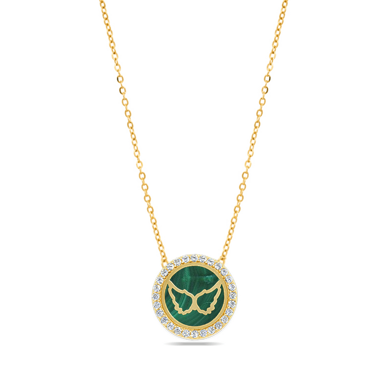 CZ ANGEL WINGS ON SHELL GOLD NECKLACE