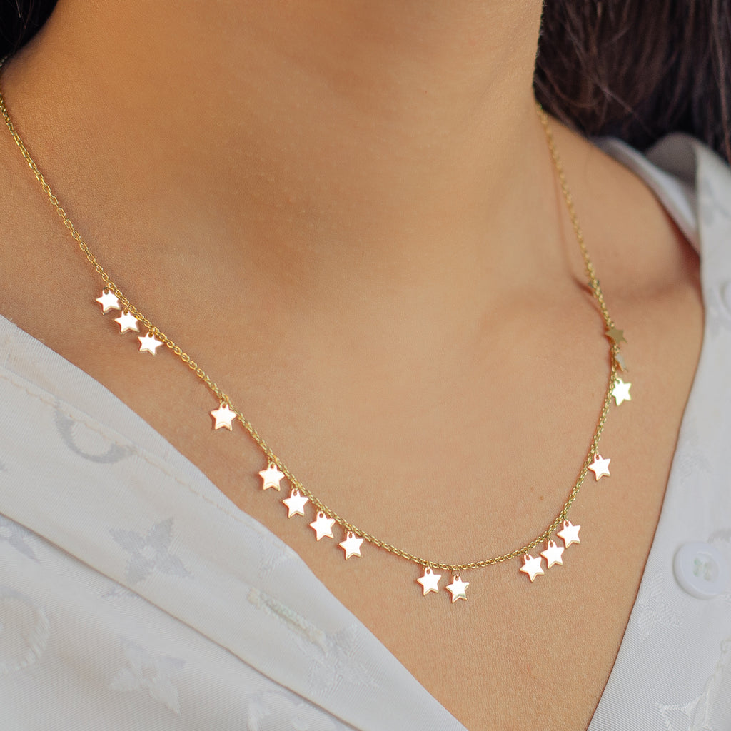 SEPARATED LITTLE  STARS GOLD NECKLACE