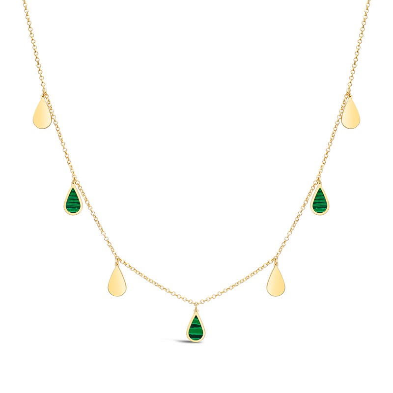 DROPPING PEARS ENAMEL GOLD NECKLACE