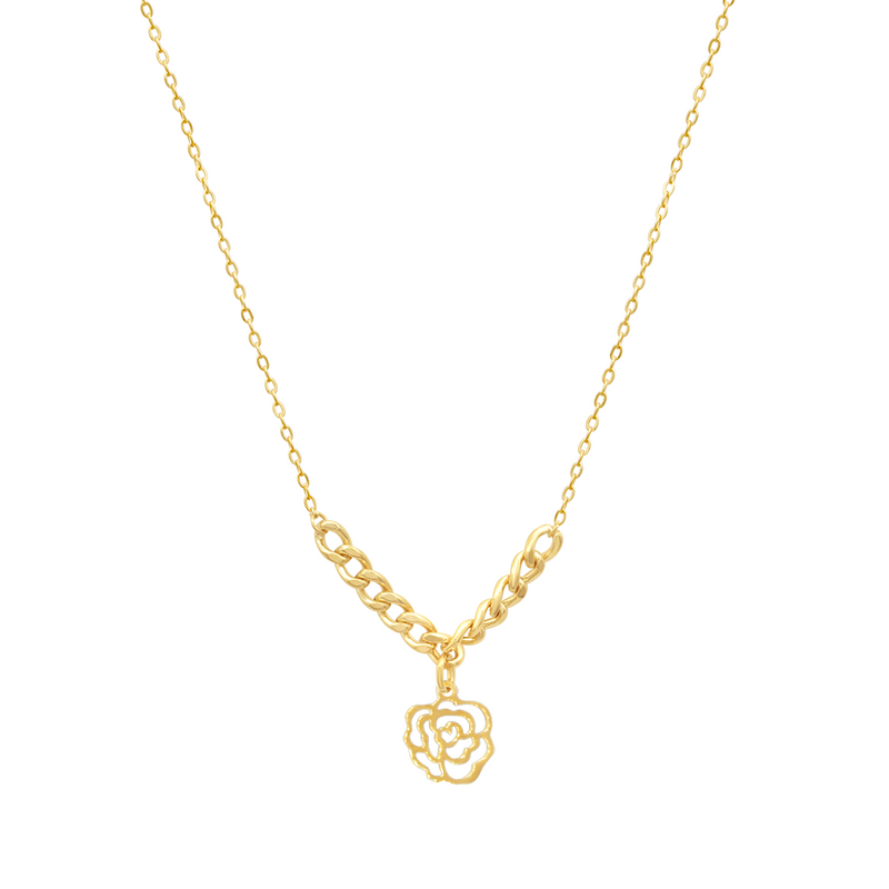 ENGRAVED FLOWER GOURMET GOLD NECKLACE