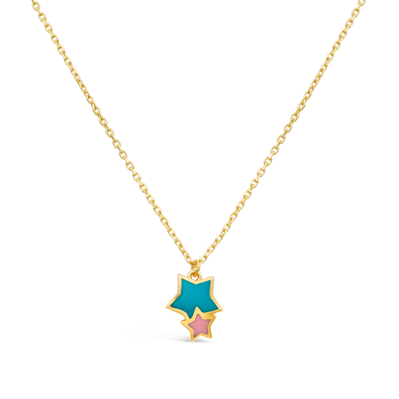 KIDS' DOUBLE STARS GOLD NECKLACE