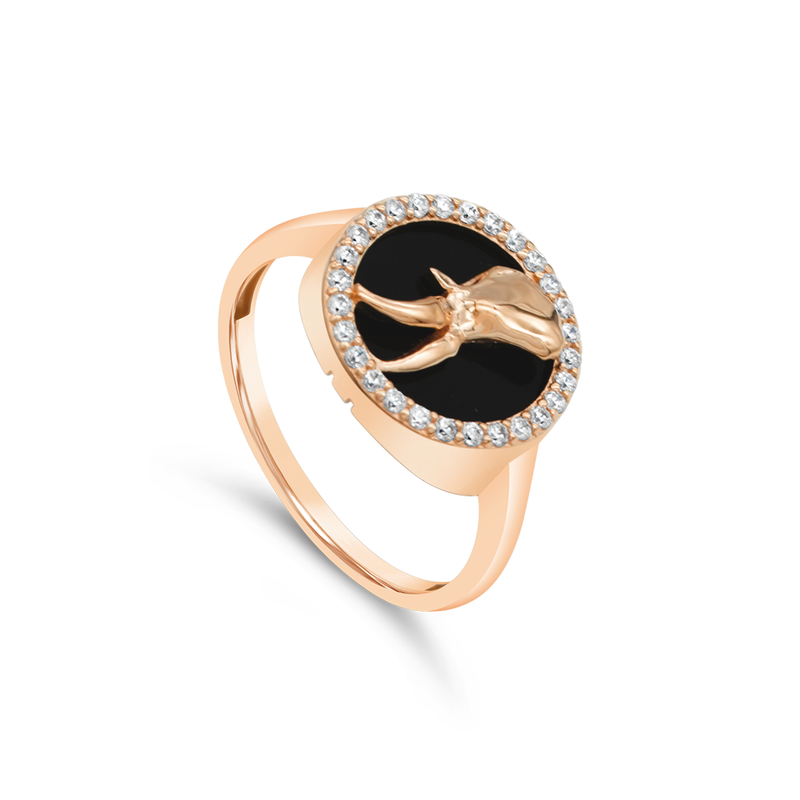CZ CAPRICORN HOROSCOPE GOLD RING