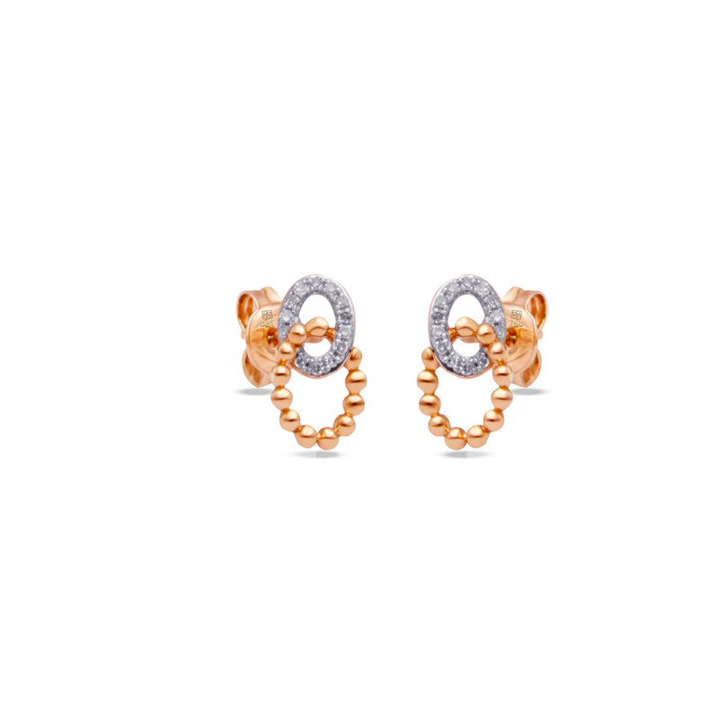 STYLISH BEADED ROSE STUD DIAMOND EARRING