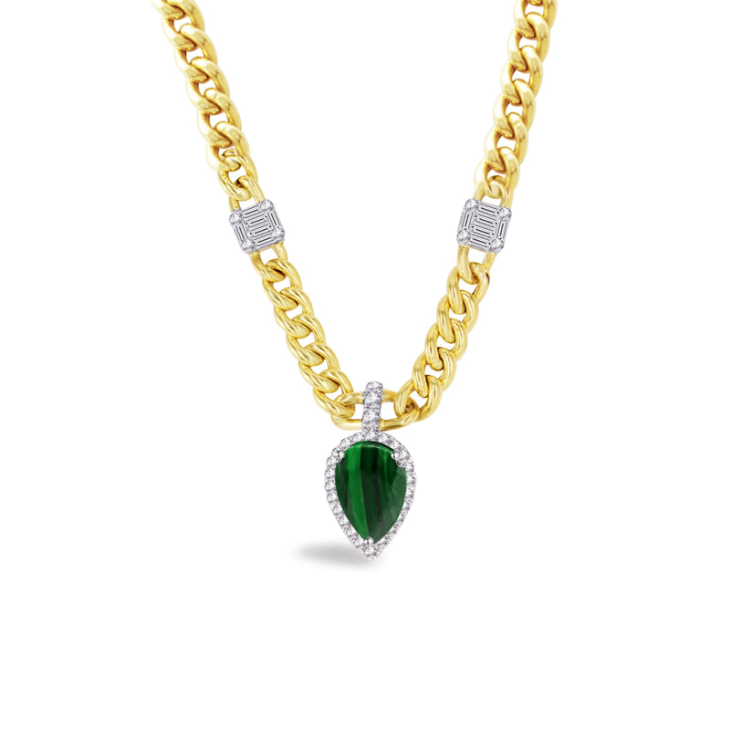 PEAR IN CUBAN CHAIN DIAMOND NECKLACE