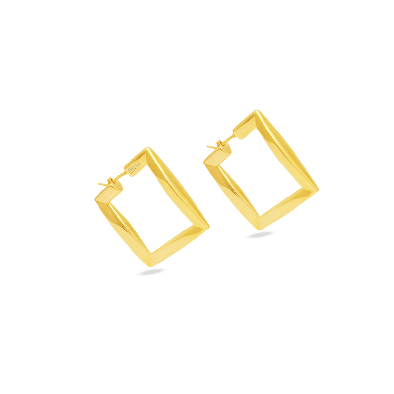 SQUARE EDGED HOOP GOLD EARRING