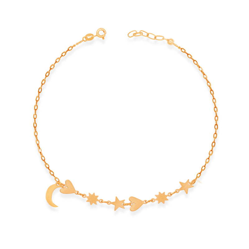 MODERN STARS AND MOON GOLD BRACELET