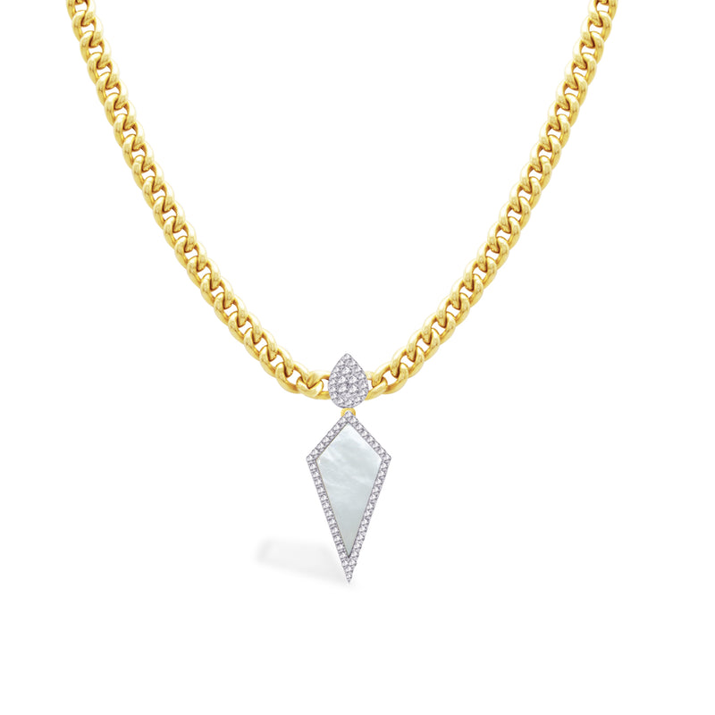 RHOMBUS IN CUBAN CHAIN DIAMOND NECKLACE