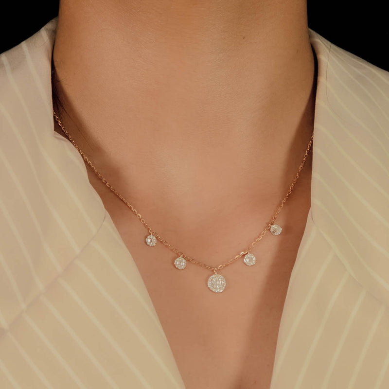 DROPPED ROSE CLUSTERS DIAMOND NECKLACE