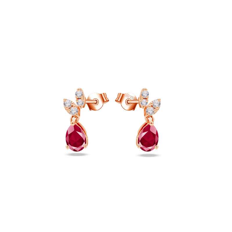 ROSE RUBY DROP STUD DIAMOND EARRING