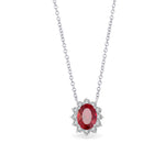 STUNNING FRAMED OVAL STONE DIAMOND NECKLACE