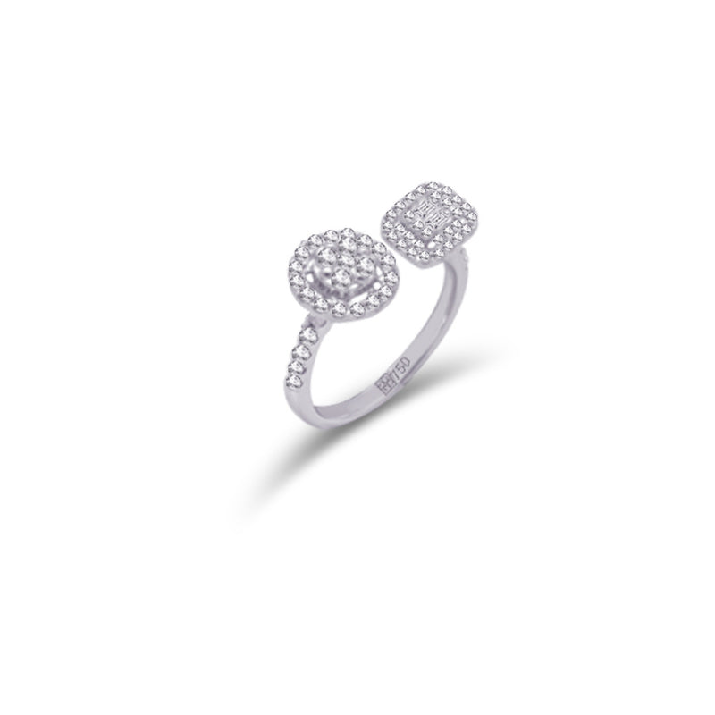 SQUARE & ROUND OPEN BAND DIAMOND RING