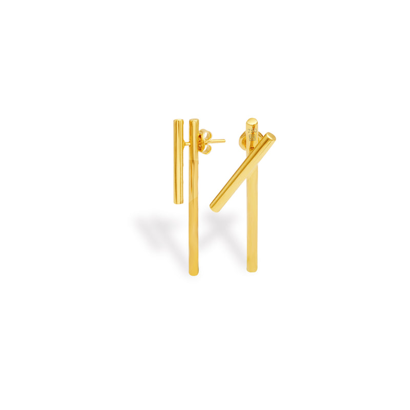 DUO LINES STUD GOLD EARRING