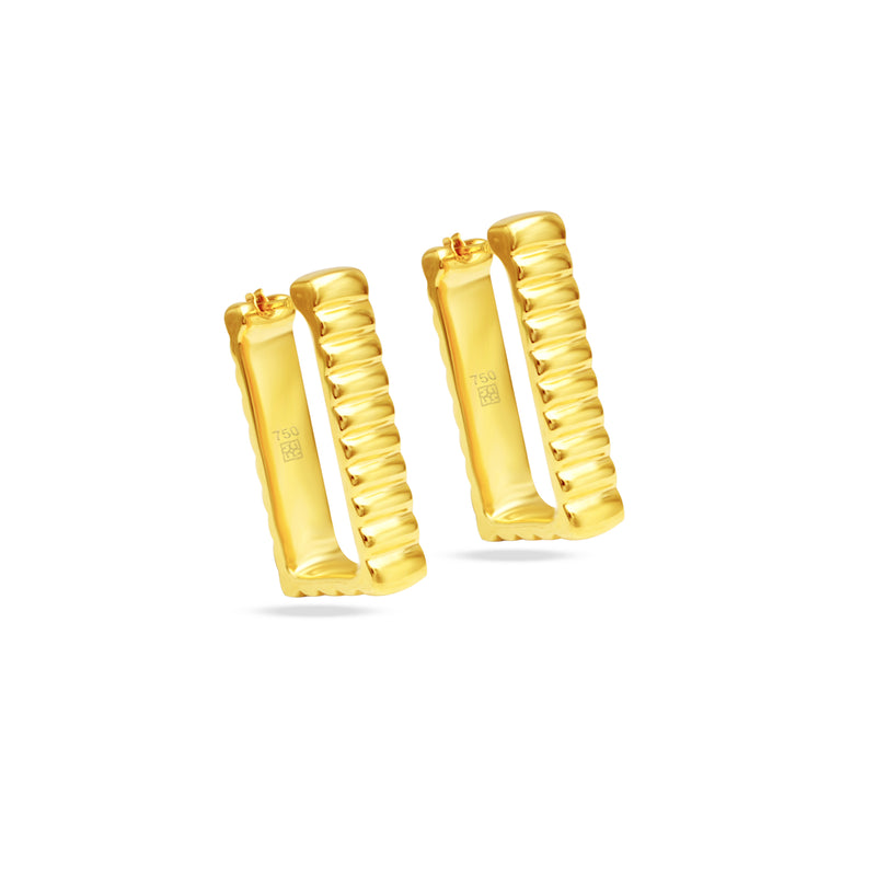 SQUARED STRIPES HOOP GOLD EARRING