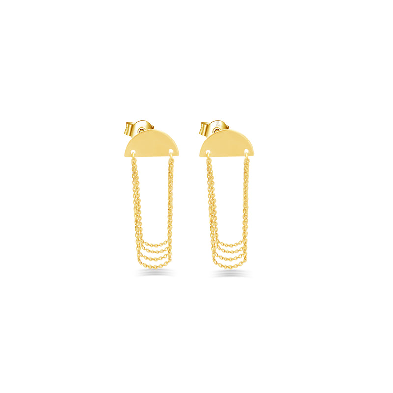 SEMI-CIRCLE CHAINS STUD GOLD EARRING