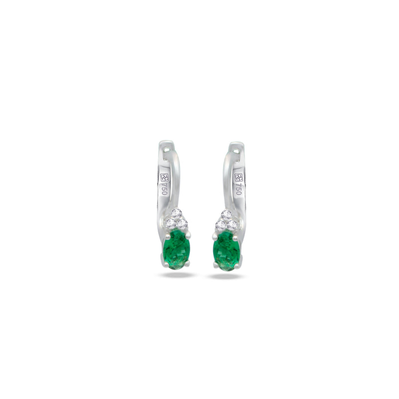 EMERALD OVAL ENGLISH LOCK DIAMOND EARRING