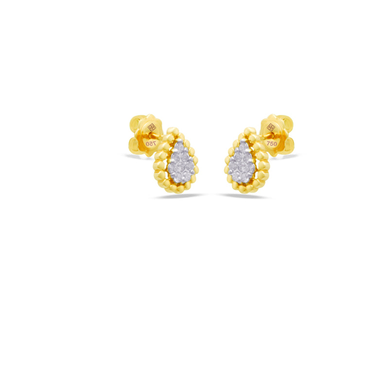 BEADED DROP-SHAPE  STUD DIAMOND EARRING