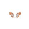 BEADED DROP-SHAPE  STUD DIAMOND EARRING