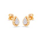 BEADED DROP-SHAPE  STUD DIAMOND EARRING