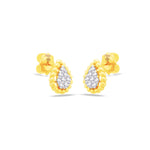 BEADED DROP-SHAPE  STUD DIAMOND EARRING