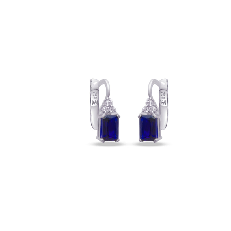 RECTANGULAR SAPPHIRE ENGLISH LOCK DIAMOND EARRING