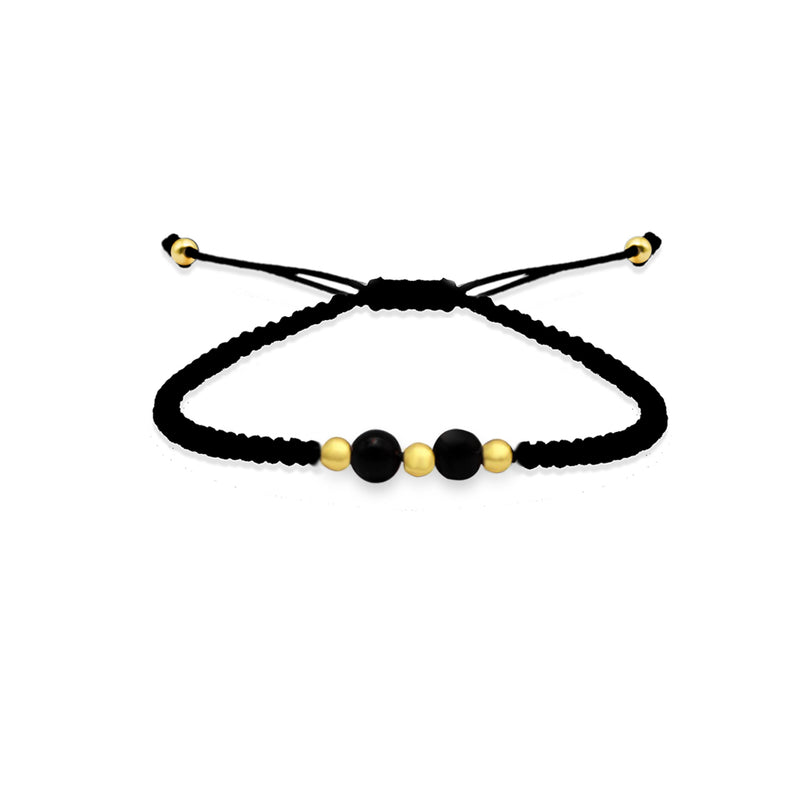 DUO BEADED BLACK ONYX GOLD BRACELET