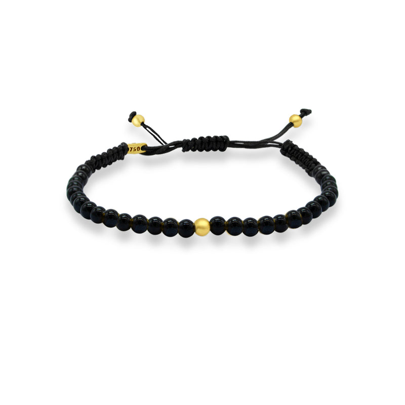 BLACK ONYX  (ONE BEAD) GOLD BRACELET