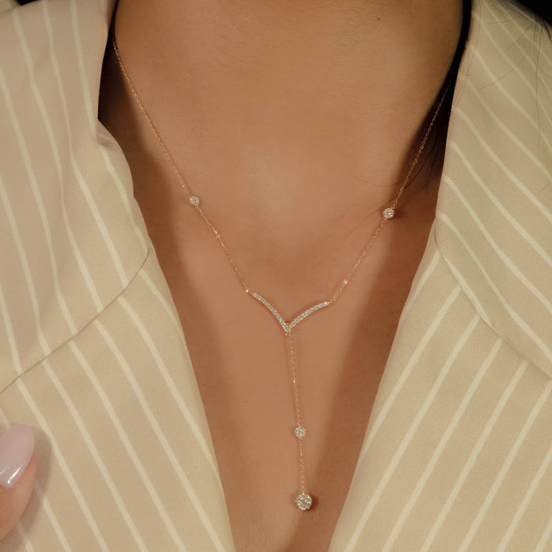 Y-SHAPE WITH DROPPED CIRCLE DIAMOND NECKLACE