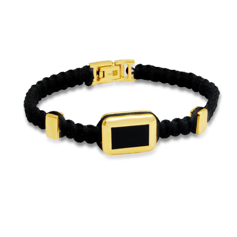 MEN'S BLACK ENAMEL RECTANGLE GOLD BRACELET