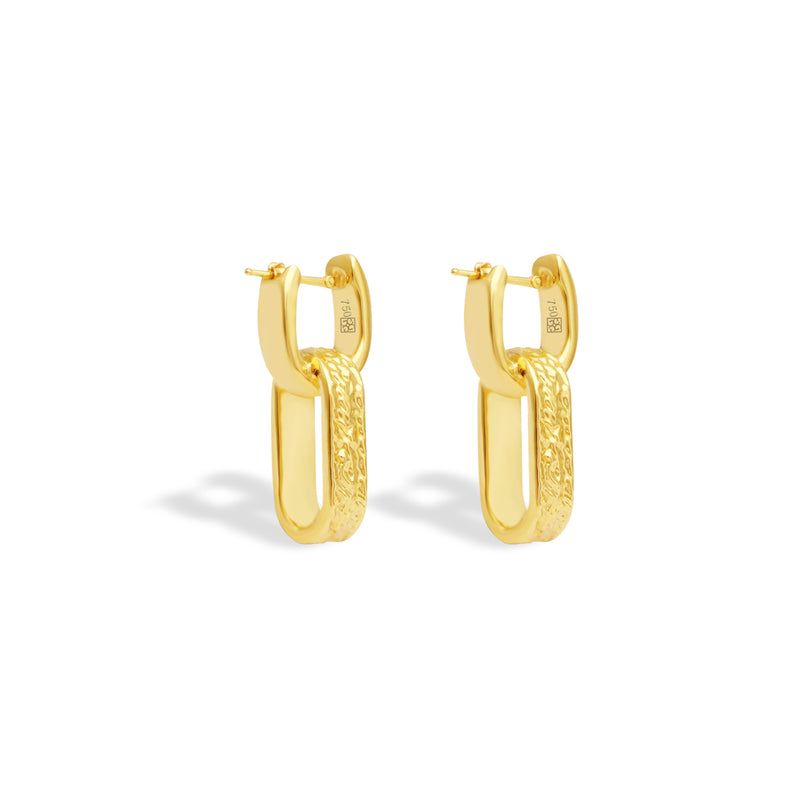 DOUBLE LINKE HOOP GOLD EARRING