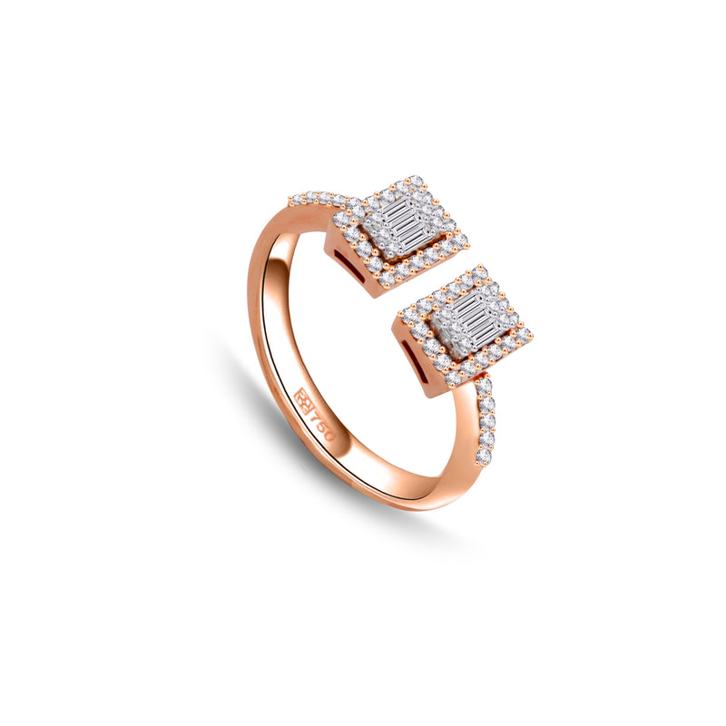 OPEN BAND DUO SQUARE DIAMOND RING