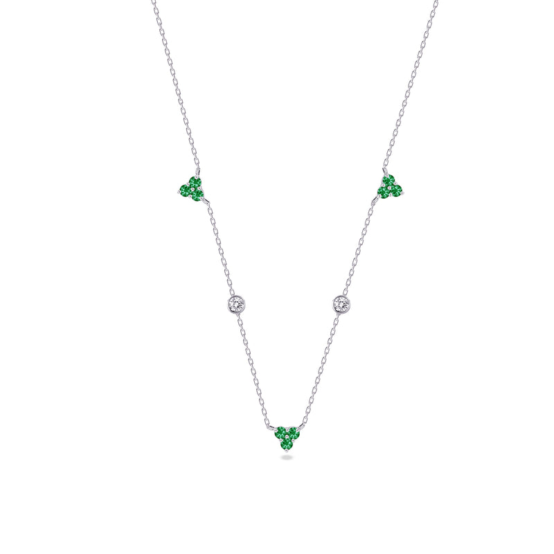 TRIO EMERALD STONED DIAMOND NECKLACE