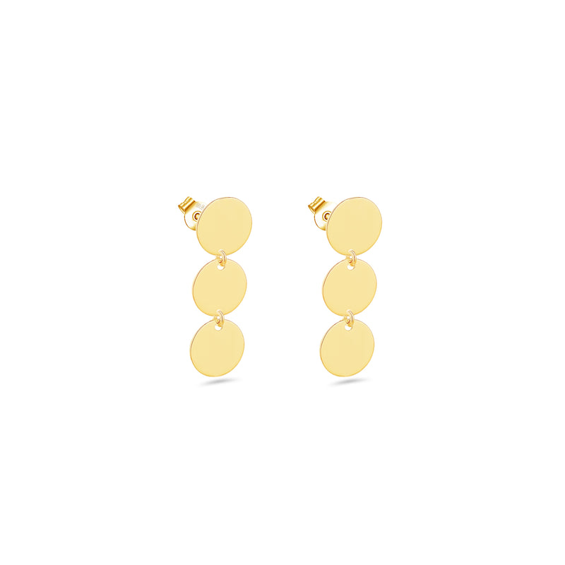 TRIO-CIRCLES STUD GOLD EARRING