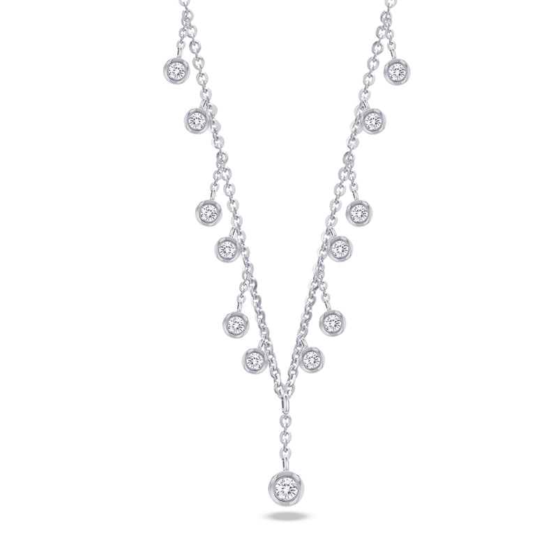 DANGLING ROUND STONES DIAMOND NECKLACE
