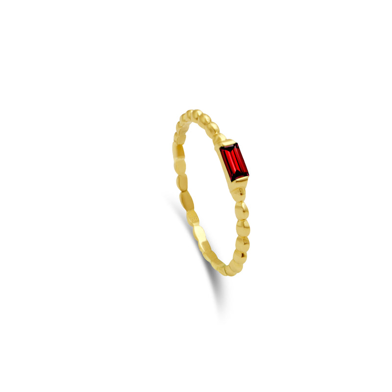 LITTLE BEADED RECTANGLE GOLD RING