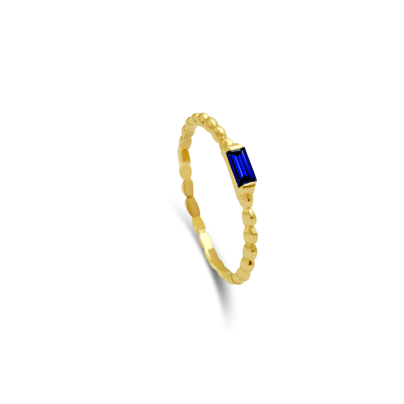 LITTLE BEADED RECTANGLE GOLD RING