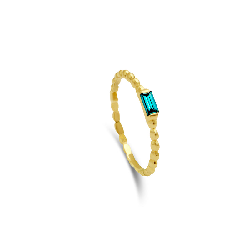 LITTLE BEADED RECTANGLE GOLD RING