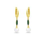 SHINNY DROPPED PEARL ENGLISH LOCK GOLD EARRING