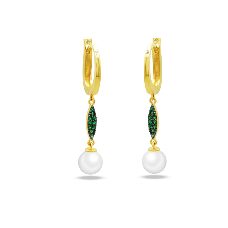 SHINNY DROPPED PEARL ENGLISH LOCK GOLD EARRING