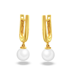 DROPPED PEARL ENGLISH LOCK GOLD EARRING