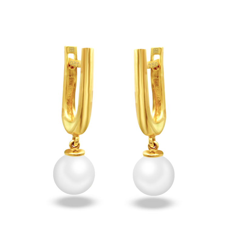 DROPPED PEARL ENGLISH LOCK GOLD EARRING