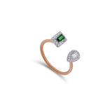 EMERALD OPEN BAND DIAMOND RING