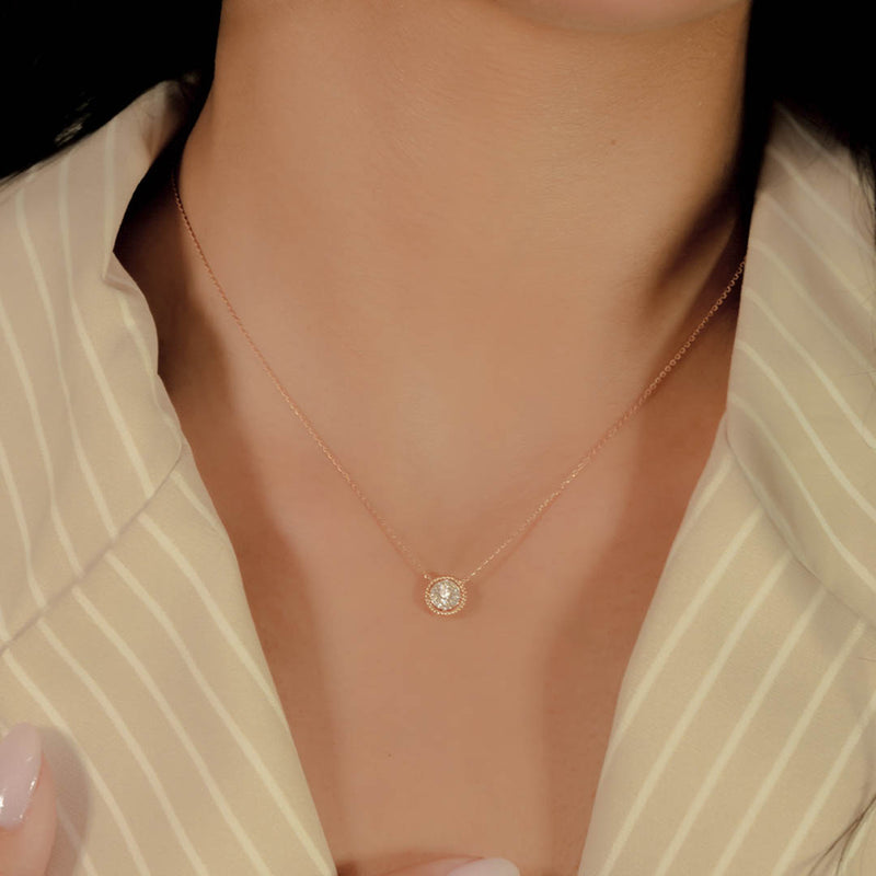 ROSE ROUND CUSHION DIAMOND NECKLACE