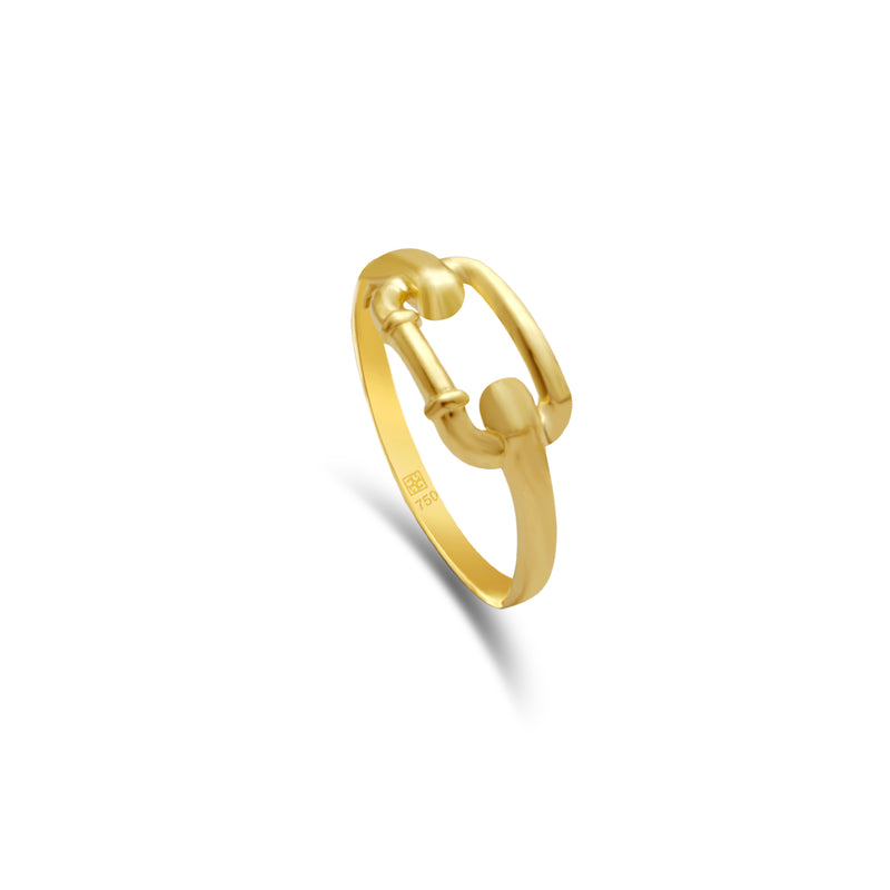 LINKED OPEN RECTANGLE GOLD RING